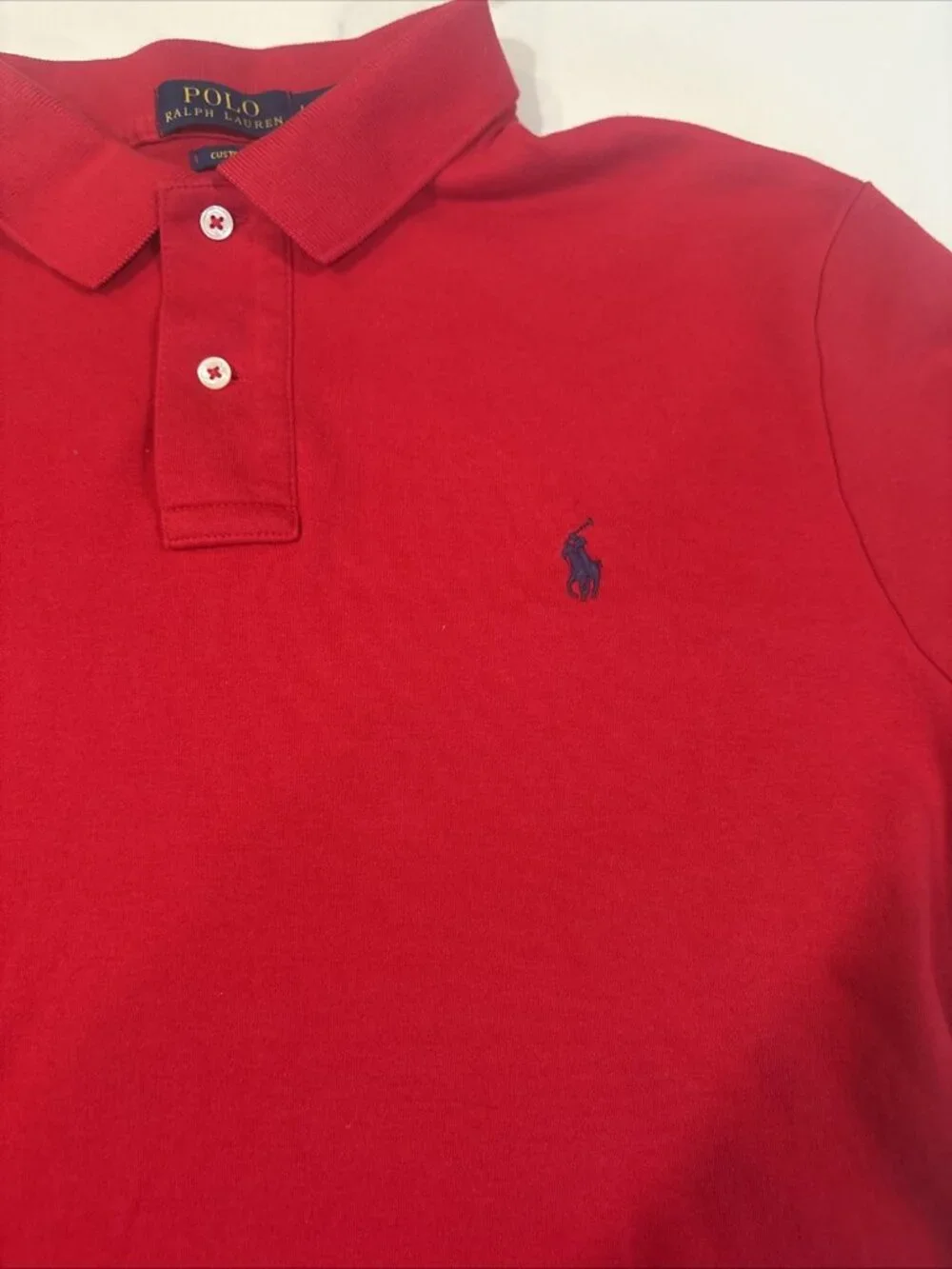 Polo Ralph Lauren Custom Fit Polo Red Large 100% Cotton $118